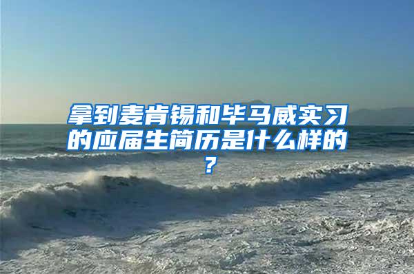 拿到麦肯锡和毕马威实习的应届生简历是什么样的？