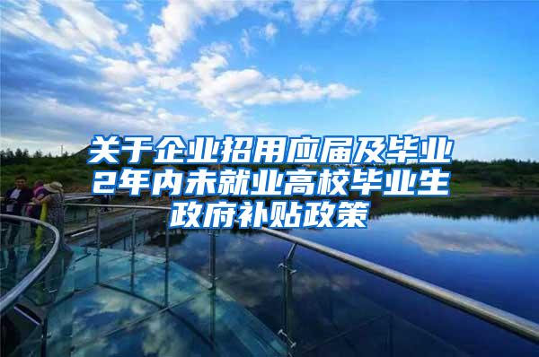 关于企业招用应届及毕业2年内未就业高校毕业生政府补贴政策