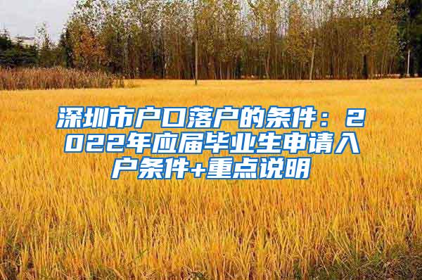 深圳市户口落户的条件：2022年应届毕业生申请入户条件+重点说明