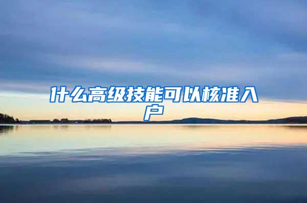 什么高级技能可以核准入户