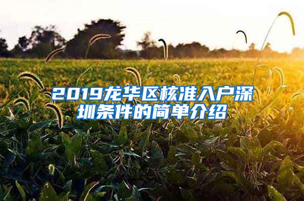 2019龙华区核准入户深圳条件的简单介绍