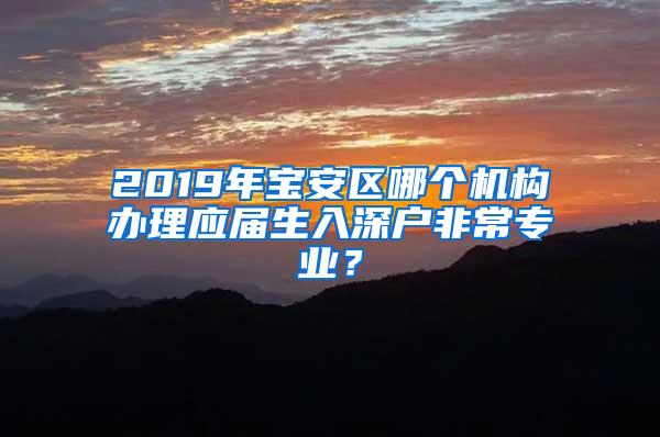 2019年宝安区哪个机构办理应届生入深户非常专业？