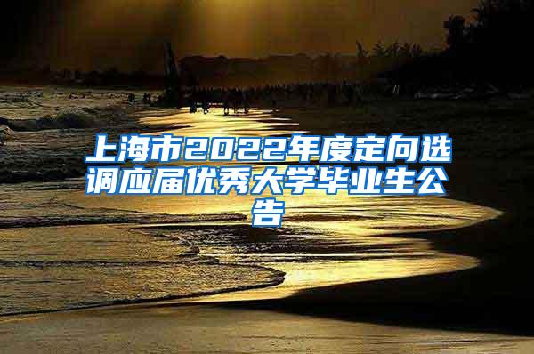 上海市2022年度定向选调应届优秀大学毕业生公告