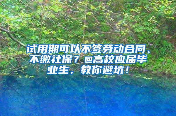 试用期可以不签劳动合同、不缴社保？@高校应届毕业生，教你避坑！