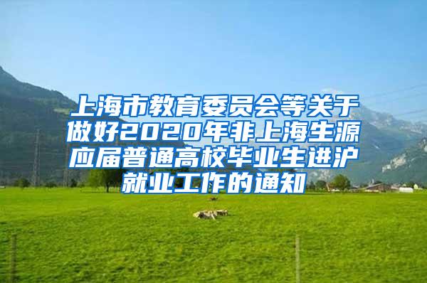 上海市教育委员会等关于做好2020年非上海生源应届普通高校毕业生进沪就业工作的通知