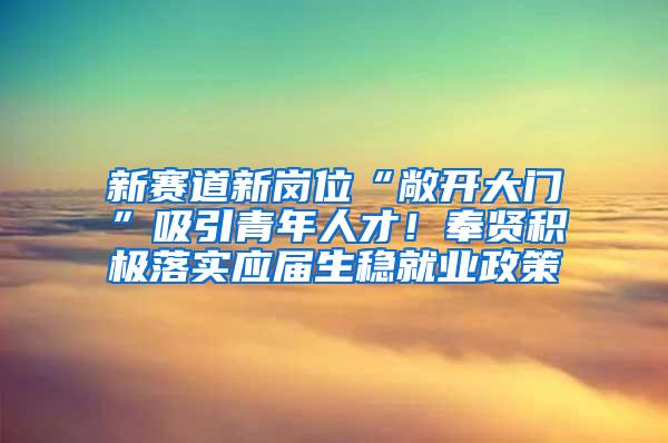 新赛道新岗位“敞开大门”吸引青年人才！奉贤积极落实应届生稳就业政策