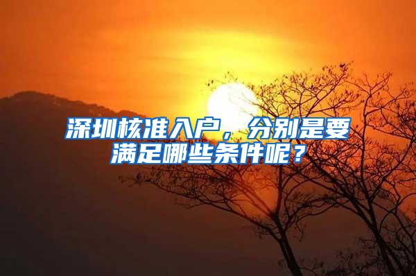 深圳核准入户，分别是要满足哪些条件呢？