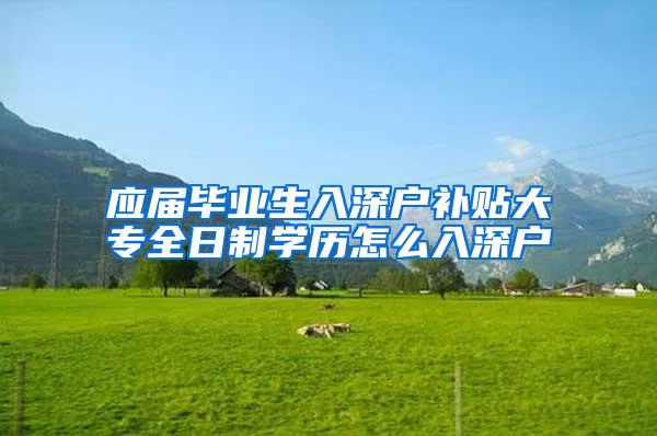 应届毕业生入深户补贴大专全日制学历怎么入深户