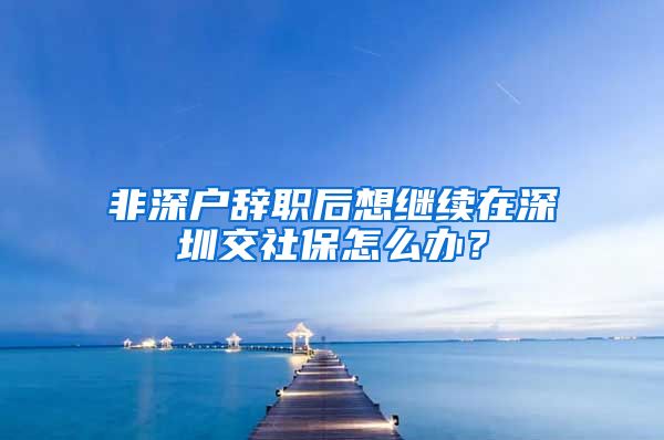 非深户辞职后想继续在深圳交社保怎么办？