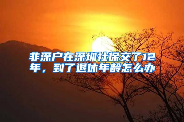 非深户在深圳社保交了12年，到了退休年龄怎么办