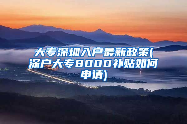 大专深圳入户最新政策(深户大专8000补贴如何申请)