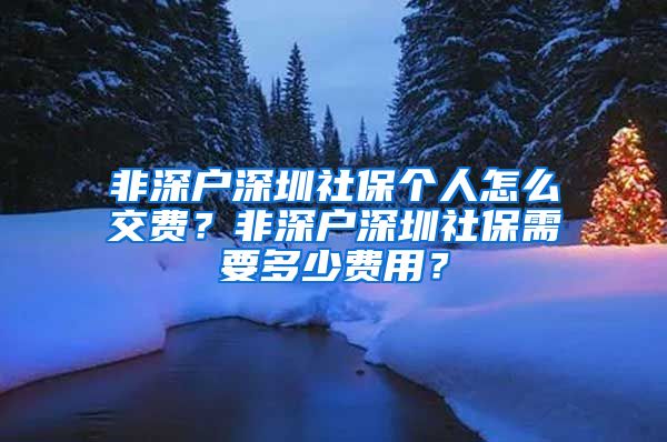 非深户深圳社保个人怎么交费？非深户深圳社保需要多少费用？