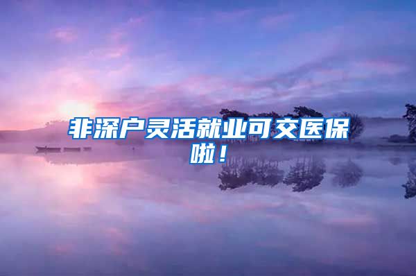 非深户灵活就业可交医保啦！