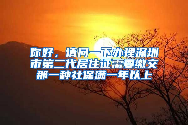 你好，请问一下办理深圳市第二代居住证需要缴交那一种社保满一年以上