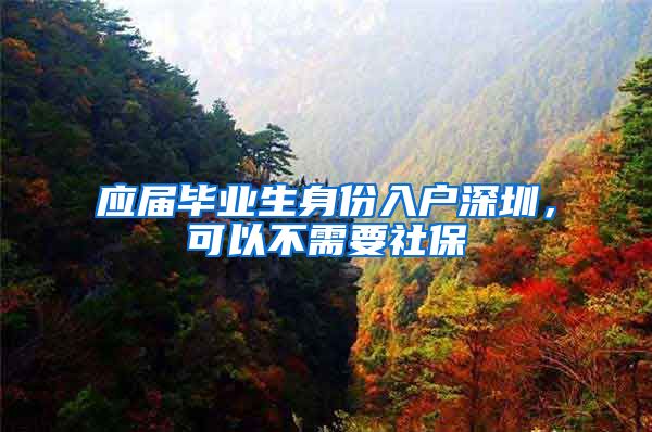 应届毕业生身份入户深圳，可以不需要社保