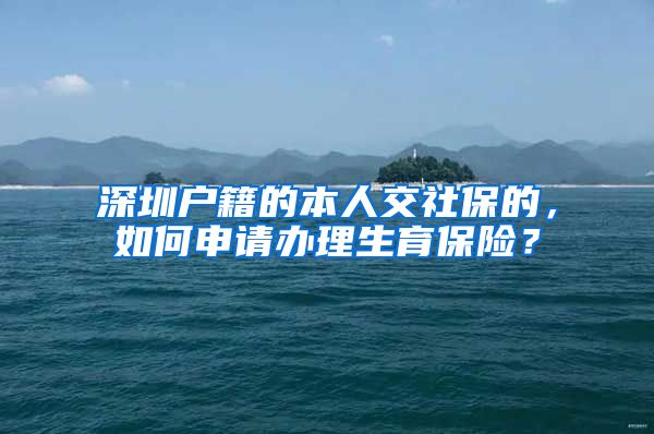 深圳户籍的本人交社保的，如何申请办理生育保险？