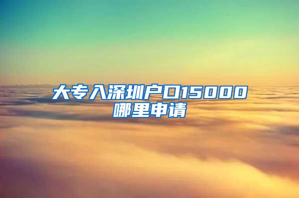 大专入深圳户口15000哪里申请
