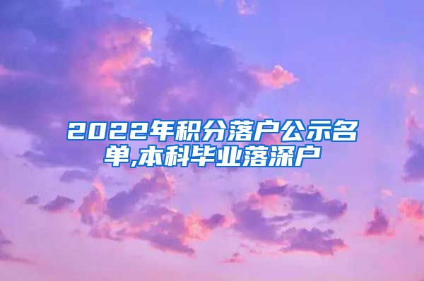 2022年积分落户公示名单,本科毕业落深户