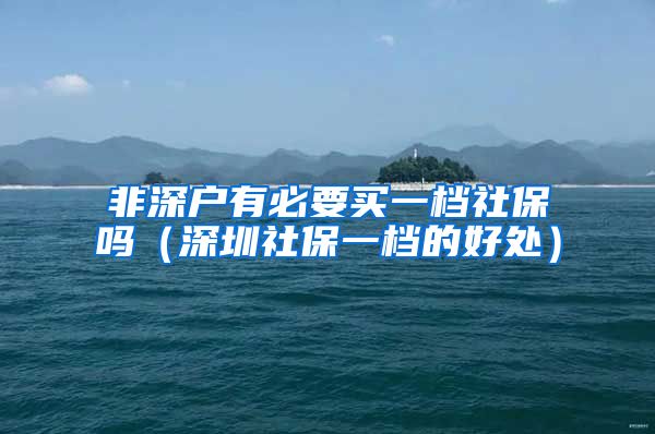 非深户有必要买一档社保吗（深圳社保一档的好处）