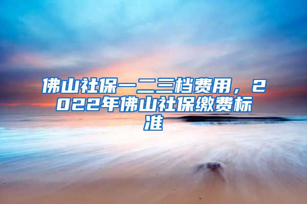 佛山社保一二三档费用，2022年佛山社保缴费标准