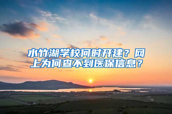 水竹湖学校何时开建？网上为何查不到医保信息？