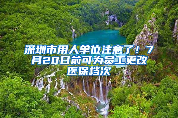 深圳市用人单位注意了！7月20日前可为员工更改医保档次