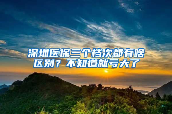 深圳医保三个档次都有啥区别？不知道就亏大了