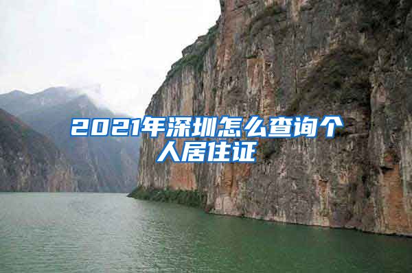 2021年深圳怎么查询个人居住证