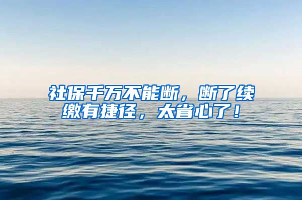 社保千万不能断，断了续缴有捷径，太省心了！