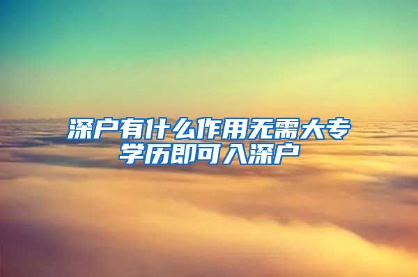 深户有什么作用无需大专学历即可入深户