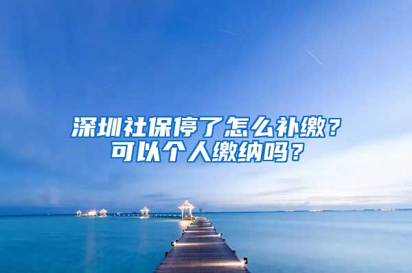 深圳社保停了怎么补缴？可以个人缴纳吗？