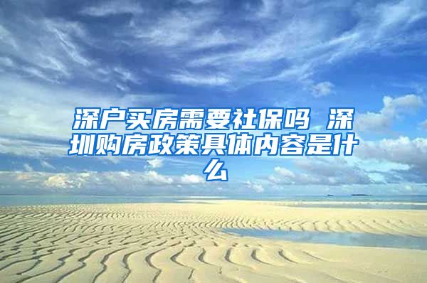 深户买房需要社保吗 深圳购房政策具体内容是什么