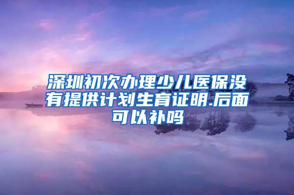 深圳初次办理少儿医保没有提供计划生育证明.后面可以补吗