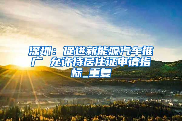 深圳：促进新能源汽车推广 允许持居住证申请指标_重复
