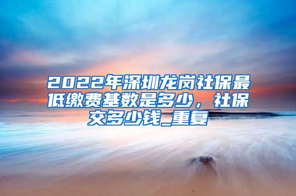 2022年深圳龙岗社保最低缴费基数是多少，社保交多少钱_重复