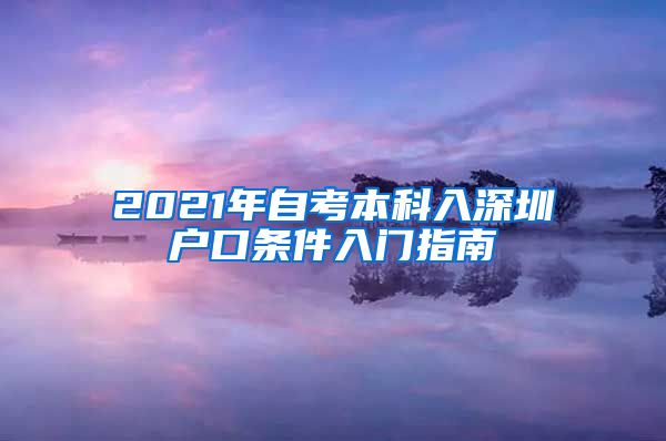 2021年自考本科入深圳户口条件入门指南