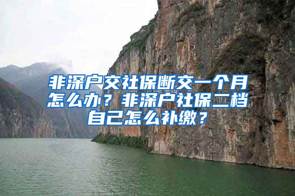 非深户交社保断交一个月怎么办？非深户社保二档自己怎么补缴？