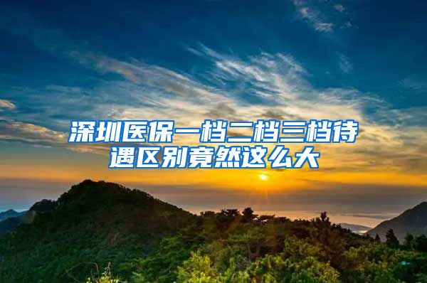 深圳医保一档二档三档待遇区别竟然这么大