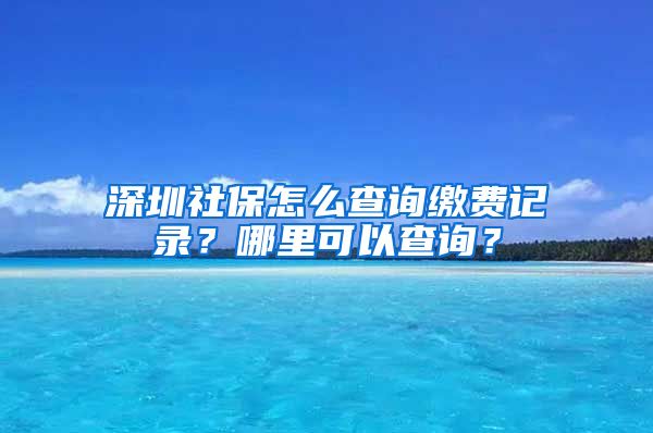 深圳社保怎么查询缴费记录？哪里可以查询？