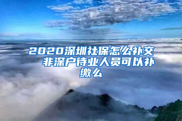 2020深圳社保怎么补交  非深户待业人员可以补缴么