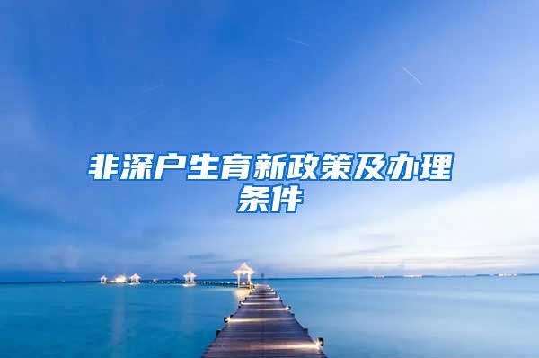 非深户生育新政策及办理条件