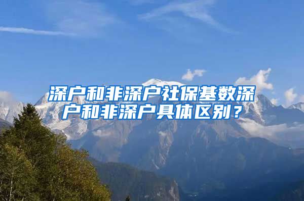 深户和非深户社保基数深户和非深户具体区别？