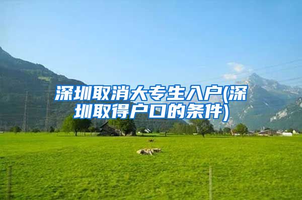 深圳取消大专生入户(深圳取得户口的条件)