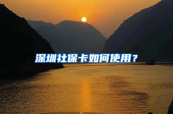 深圳社保卡如何使用？