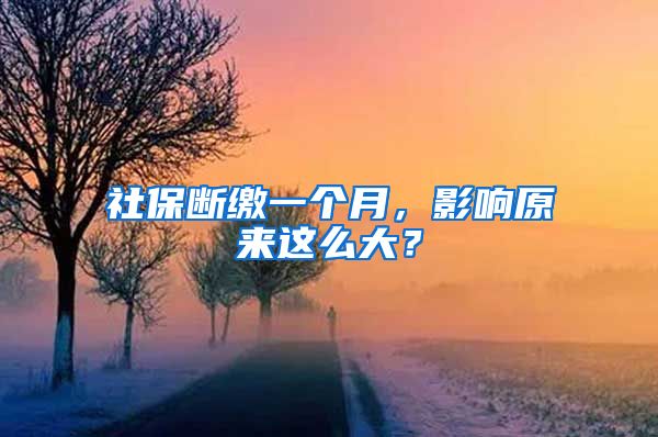 社保断缴一个月，影响原来这么大？