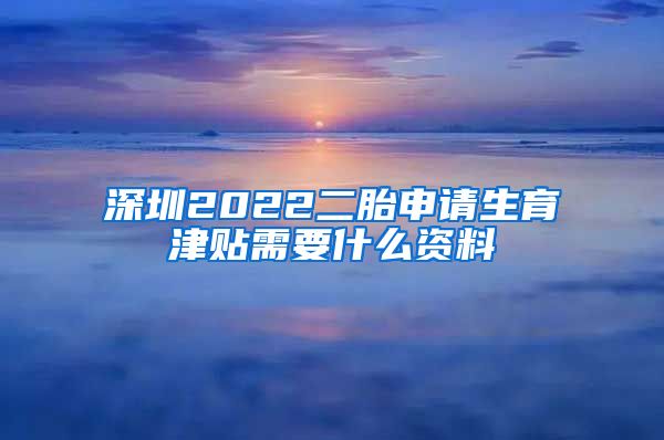 深圳2022二胎申请生育津贴需要什么资料