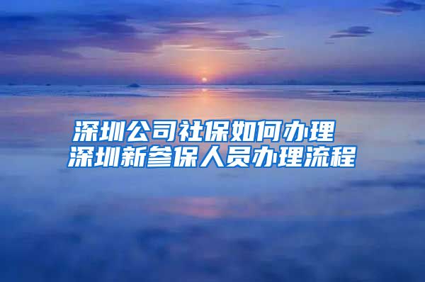 深圳公司社保如何办理 深圳新参保人员办理流程