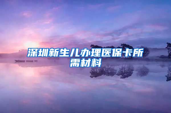 深圳新生儿办理医保卡所需材料