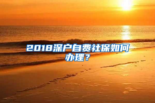 2018深户自费社保如何办理？