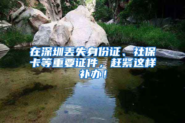 在深圳丢失身份证、社保卡等重要证件，赶紧这样补办！